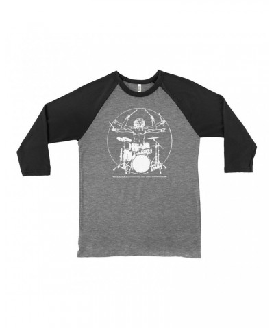 Music Life 3/4 Sleeve Baseball Tee | Vitruvian Drummer Shirt $8.27 Shirts