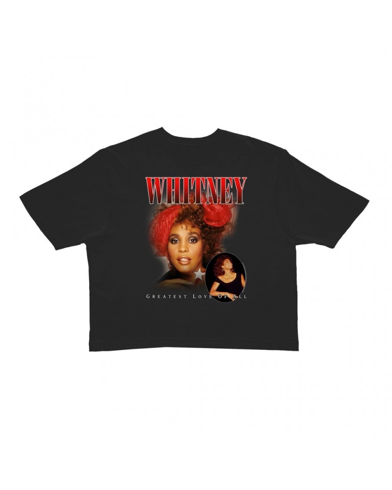 Whitney Houston Ladies' Crop Tee | Greatest Love Of All Red Photo Collage Design Crop T-shirt $6.66 Shirts