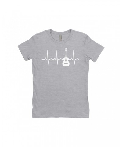 Music Life Ladies' Boyfriend T-Shirt | Acoustic Guitar Heartbeat Shirt $4.19 Shirts