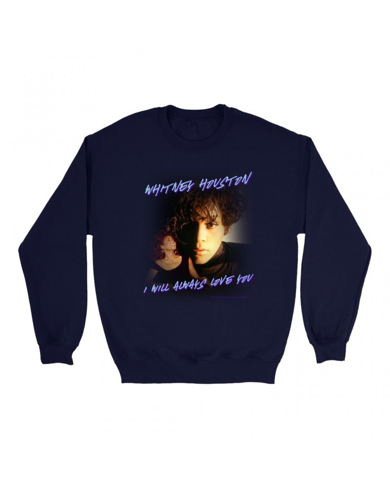 Whitney Houston Sweatshirt | I Will Always Love You Script Photo Collage Design Sweatshirt $10.28 Sweatshirts