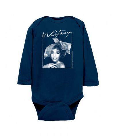 Whitney Houston Long Sleeve Bodysuit | 1987 Whitney Signature And White Photo Image Bodysuit $7.34 Shirts