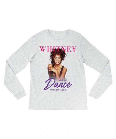 Whitney Houston Long Sleeve Shirt | I Wanna Dance With Somebody Purple Pink Design Shirt $9.30 Shirts