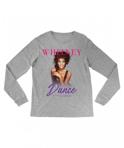 Whitney Houston Long Sleeve Shirt | I Wanna Dance With Somebody Purple Pink Design Shirt $9.30 Shirts