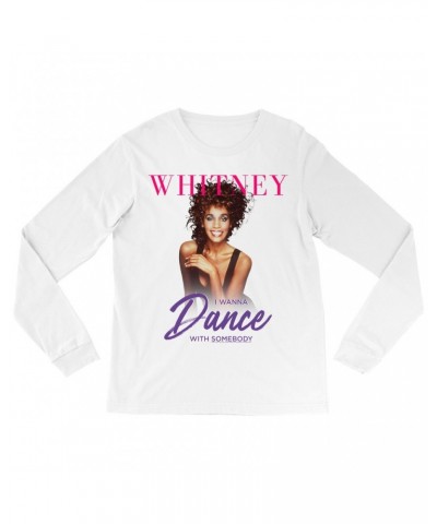 Whitney Houston Long Sleeve Shirt | I Wanna Dance With Somebody Purple Pink Design Shirt $9.30 Shirts