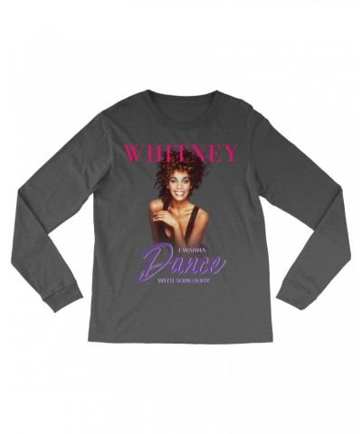 Whitney Houston Long Sleeve Shirt | I Wanna Dance With Somebody Purple Pink Design Shirt $9.30 Shirts