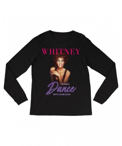 Whitney Houston Long Sleeve Shirt | I Wanna Dance With Somebody Purple Pink Design Shirt $9.30 Shirts