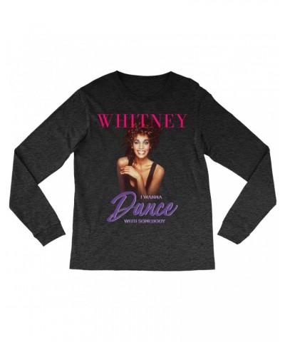 Whitney Houston Long Sleeve Shirt | I Wanna Dance With Somebody Purple Pink Design Shirt $9.30 Shirts