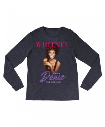 Whitney Houston Long Sleeve Shirt | I Wanna Dance With Somebody Purple Pink Design Shirt $9.30 Shirts