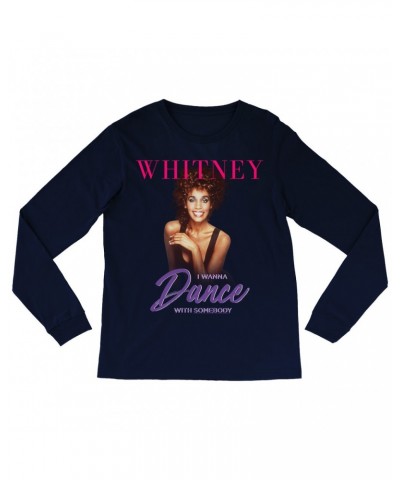 Whitney Houston Long Sleeve Shirt | I Wanna Dance With Somebody Purple Pink Design Shirt $9.30 Shirts