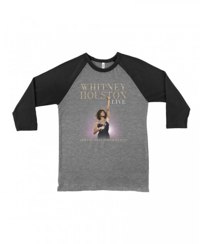 Whitney Houston 3/4 Sleeve Baseball Tee | Greatest Performances Live Album Cover Shirt $10.79 Shirts