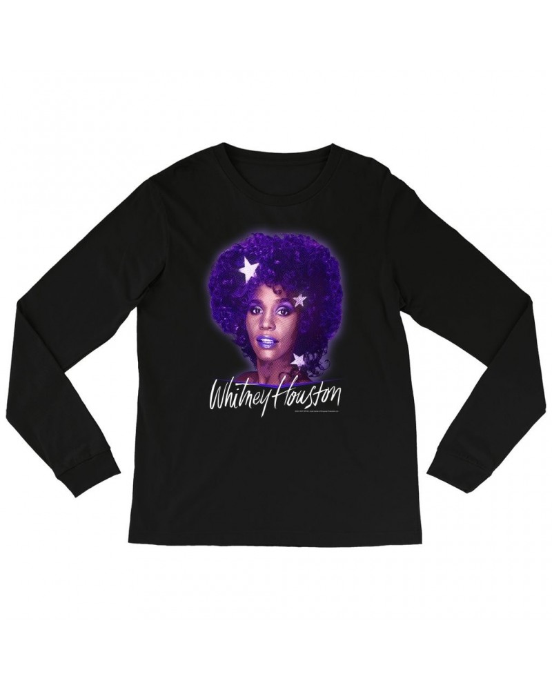 Whitney Houston Long Sleeve Shirt | Whitney Album Photo Purple Design Shirt $8.35 Shirts