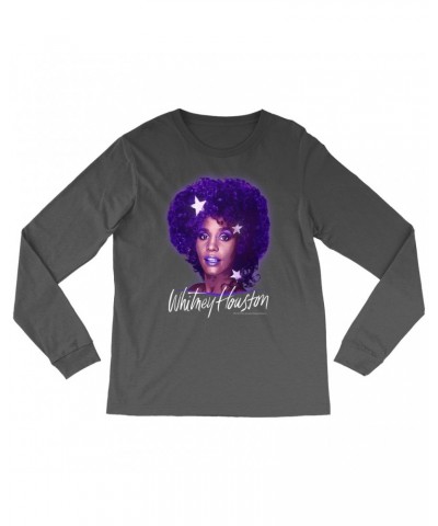 Whitney Houston Long Sleeve Shirt | Whitney Album Photo Purple Design Shirt $8.35 Shirts