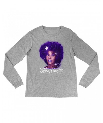 Whitney Houston Long Sleeve Shirt | Whitney Album Photo Purple Design Shirt $8.35 Shirts