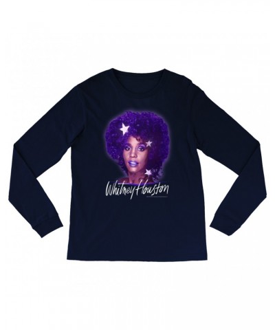 Whitney Houston Long Sleeve Shirt | Whitney Album Photo Purple Design Shirt $8.35 Shirts