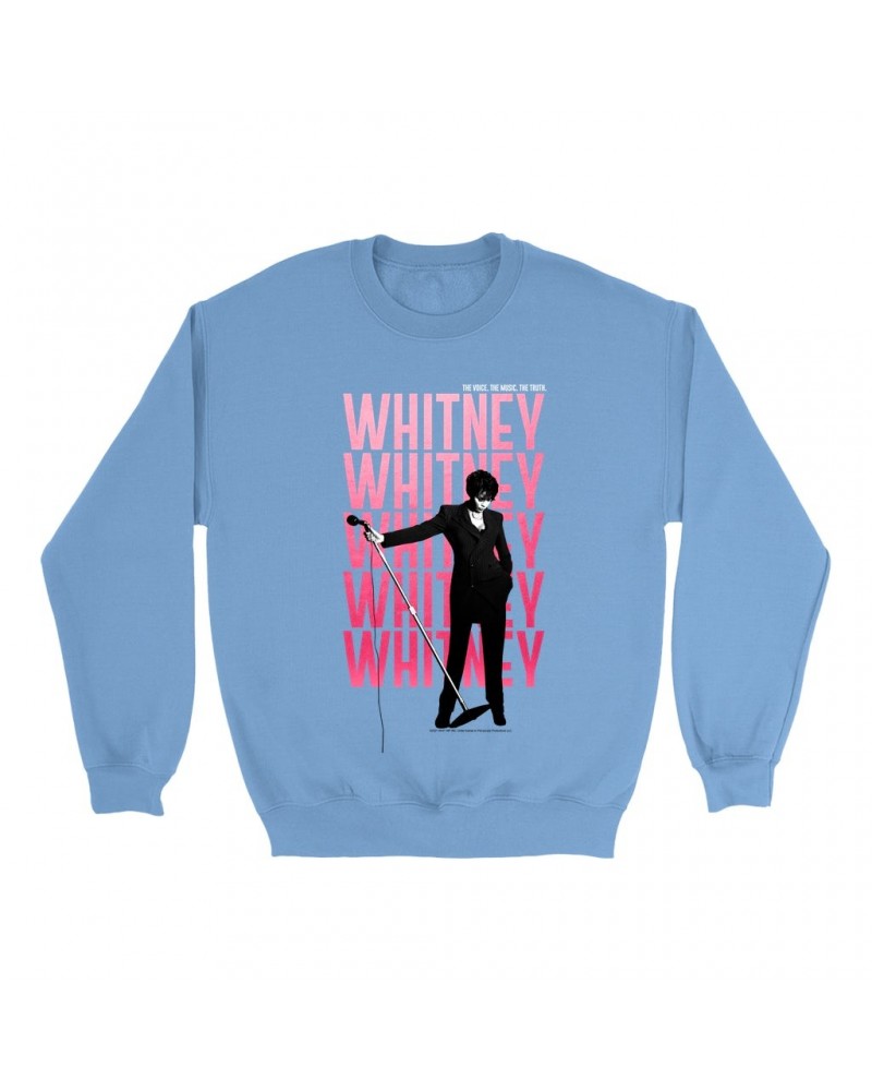 Whitney Houston Bright Colored Sweatshirt | Voice Music Truth Cover Art Ombre Pink Image Sweatshirt $7.78 Sweatshirts