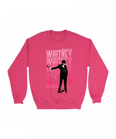 Whitney Houston Bright Colored Sweatshirt | Voice Music Truth Cover Art Ombre Pink Image Sweatshirt $7.78 Sweatshirts