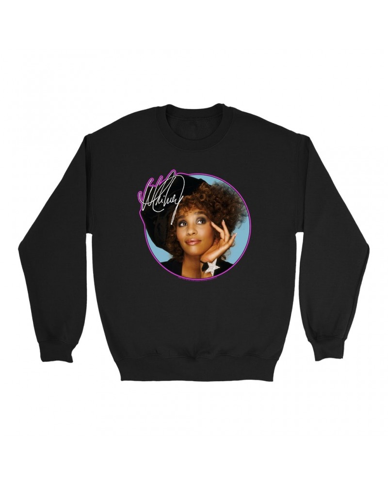 Whitney Houston Sweatshirt | Whitney Signature Album Photo Pink Image Sweatshirt $6.57 Sweatshirts