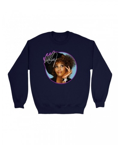 Whitney Houston Sweatshirt | Whitney Signature Album Photo Pink Image Sweatshirt $6.57 Sweatshirts