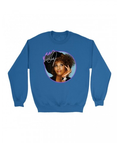 Whitney Houston Sweatshirt | Whitney Signature Album Photo Pink Image Sweatshirt $6.57 Sweatshirts