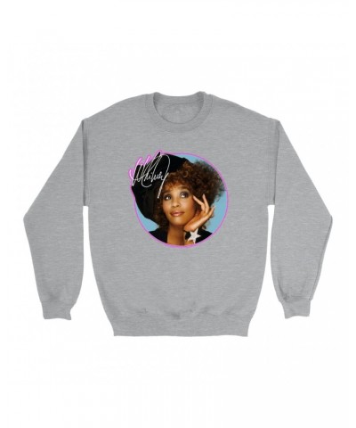 Whitney Houston Sweatshirt | Whitney Signature Album Photo Pink Image Sweatshirt $6.57 Sweatshirts