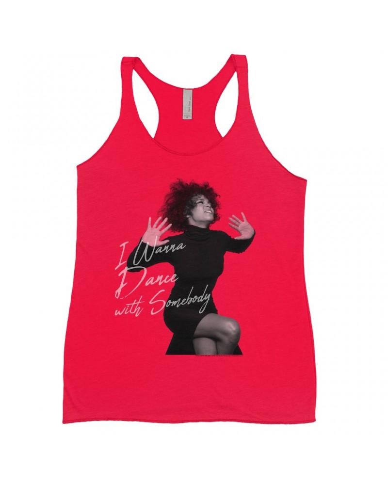 Whitney Houston Bold Colored Racerback Tank | I Wanna Dance With Somebody Script Design Shirt $6.62 Shirts