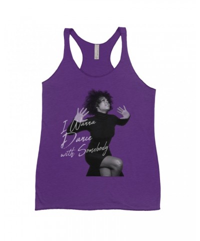 Whitney Houston Bold Colored Racerback Tank | I Wanna Dance With Somebody Script Design Shirt $6.62 Shirts