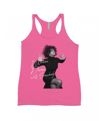 Whitney Houston Bold Colored Racerback Tank | I Wanna Dance With Somebody Script Design Shirt $6.62 Shirts