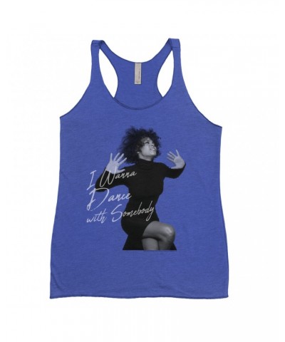 Whitney Houston Bold Colored Racerback Tank | I Wanna Dance With Somebody Script Design Shirt $6.62 Shirts