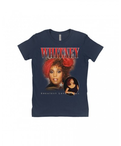 Whitney Houston Ladies' Boyfriend T-Shirt | Greatest Love Of All Red Photo Collage Design Shirt $6.50 Shirts