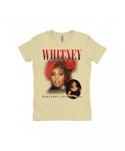 Whitney Houston Ladies' Boyfriend T-Shirt | Greatest Love Of All Red Photo Collage Design Shirt $6.50 Shirts