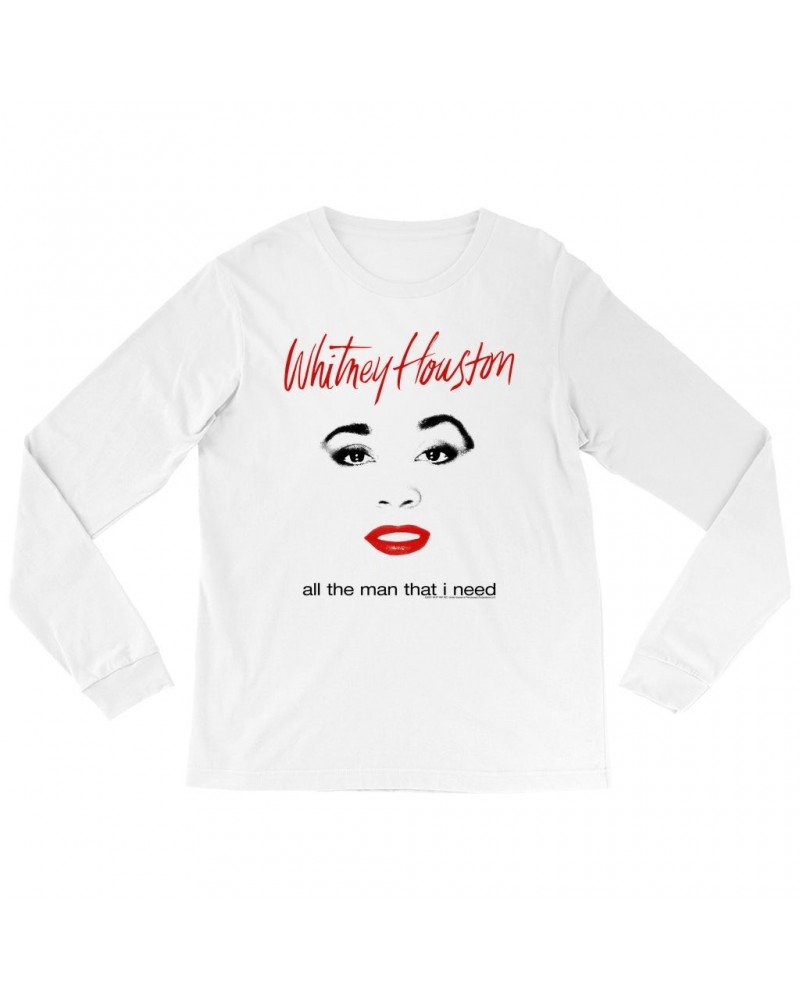 Whitney Houston Long Sleeve Shirt | All The Man That I Need Album Cover Design Shirt $7.47 Shirts