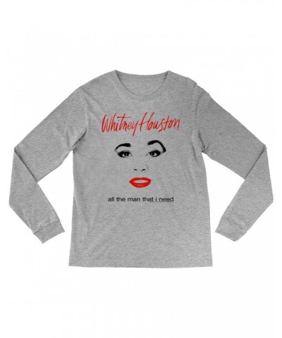 Whitney Houston Long Sleeve Shirt | All The Man That I Need Album Cover Design Shirt $7.47 Shirts