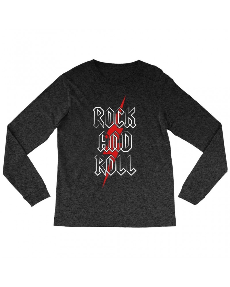 Music Life Heather Long Sleeve Shirt | Rock n' Roll Bolt Shirt $19.08 Shirts