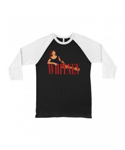 Whitney Houston 3/4 Sleeve Baseball Tee | Whitney Laying On Logo Red Shirt $8.45 Shirts