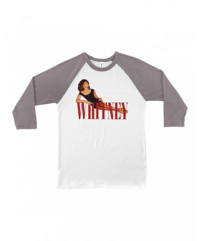 Whitney Houston 3/4 Sleeve Baseball Tee | Whitney Laying On Logo Red Shirt $8.45 Shirts