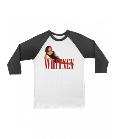 Whitney Houston 3/4 Sleeve Baseball Tee | Whitney Laying On Logo Red Shirt $8.45 Shirts